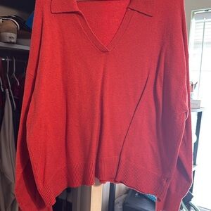 Old Navy Red V-Neck Sweater Classic Knit